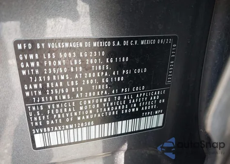 2022 Volkswagen Tiguan 2.0T Se R-Line Black from USA, damaged, VIN 3VV8B7AX2NM126366